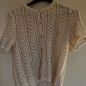Jason Wu Cream Lace short sleeve cardigan -beautiful white pearls both sides